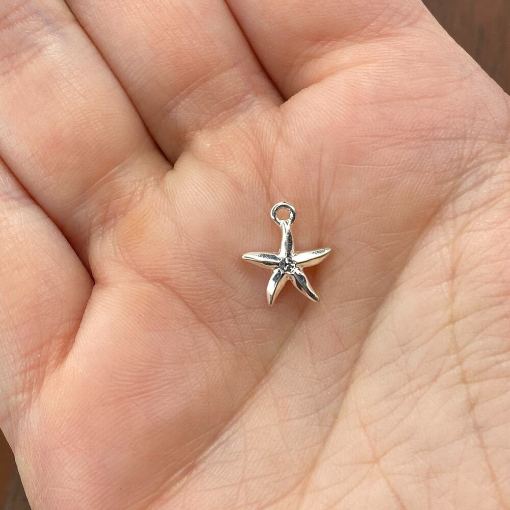 Vintage 925 Sterling Silver Starfish Sea Creature Ocean Tiny Pendant Charm